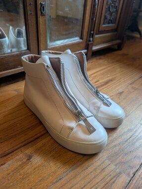 FRYE White Leather Zippered High-top Sneakers 7